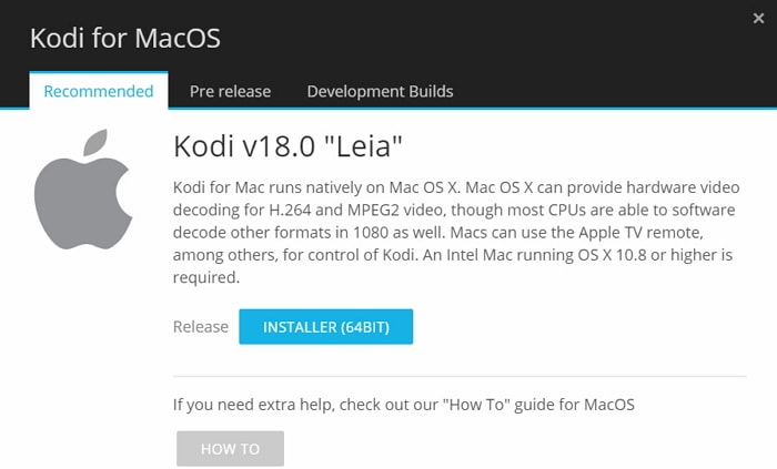 how to Update Kodi on Mac