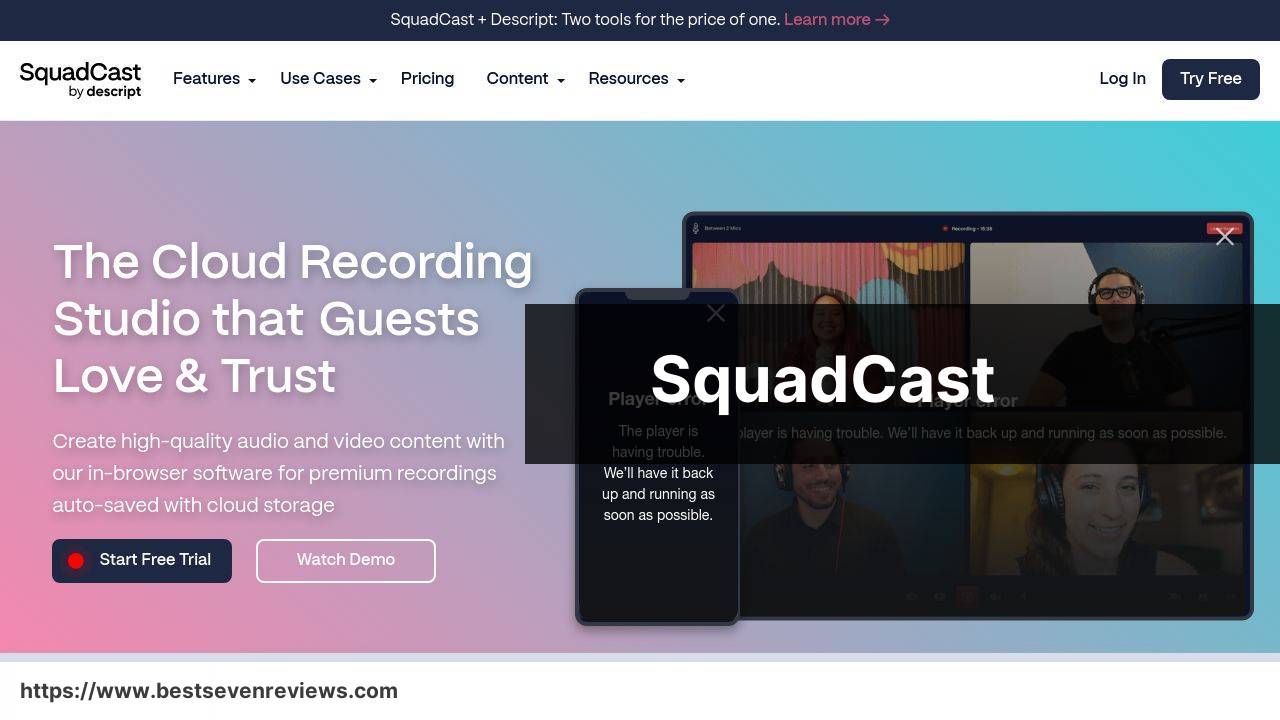 https://www.squadcast.fm/ screenshot